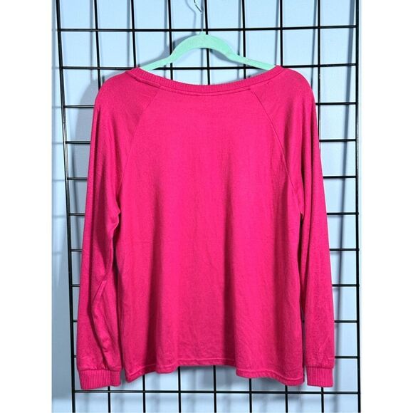 Disney Mickey Minnie‎ Mouse Soft LS Sleep Shirt Womens L Red Holiday Snow - Picture 2 of 9